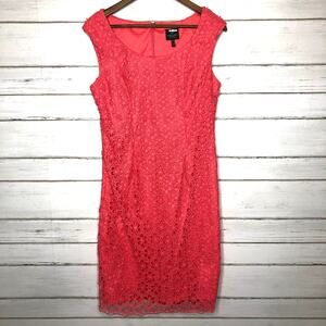Adrianna Papell Pink Floral Lace Sheath Dress Size 12